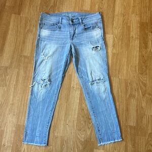 Stylish Light Blue Distressed Jeans